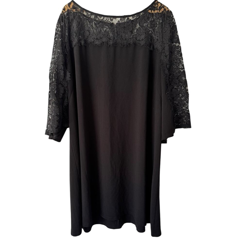 Lane Bryant Black Lace Sleeve Knee Length Shift Dress Women’s Size 22